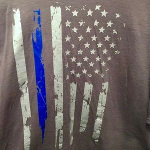 THIN BLUE LINE POLICE SUPPORT Mens Gray T-Shirt